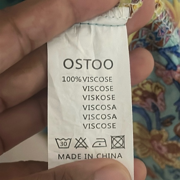 OSTOO Blue Floral Frilly Puff Sleeve Maxi Dress Size XXL - Picture 6 of 7